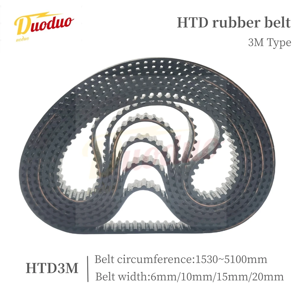 

HTD3M Synchronous Belt Perimeter 1530-5100mm Belt width6/10/15/20mm Rubber Toothed Belt Closed-loop Synchronous Belt Spacing 3mm