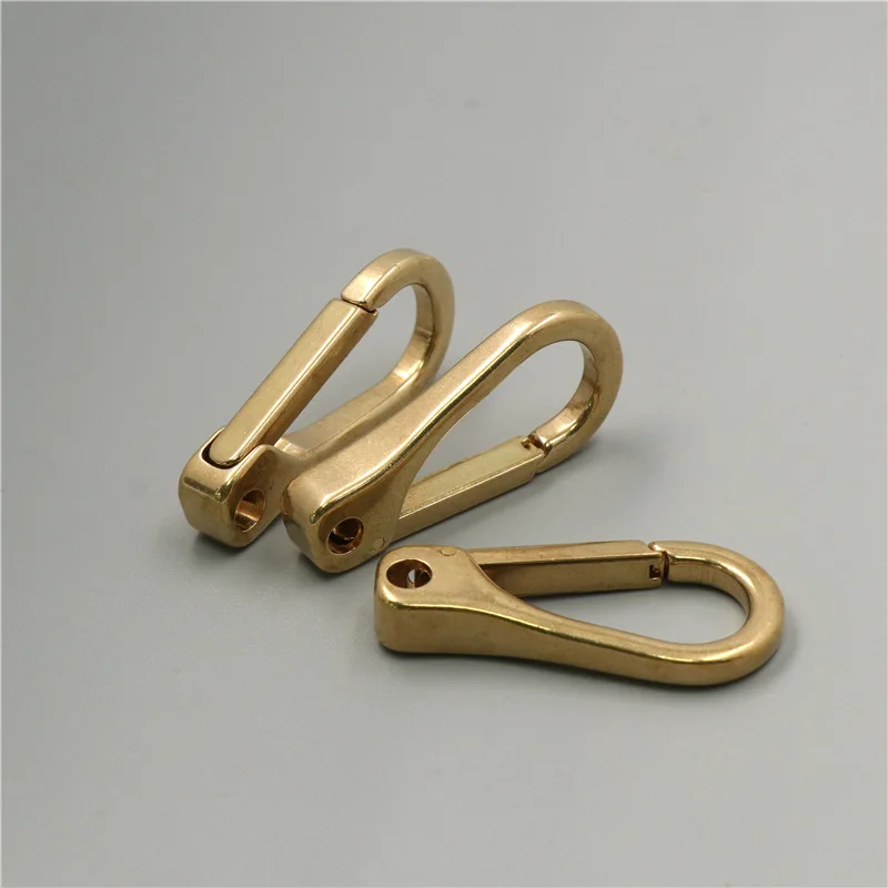 1pcs 43mm Pure Brass Curtain Clasp Split Key Ring Hook Chain Loop Key Ring Keychain Strap Wallet Bag Leathercraft Belt Hooks