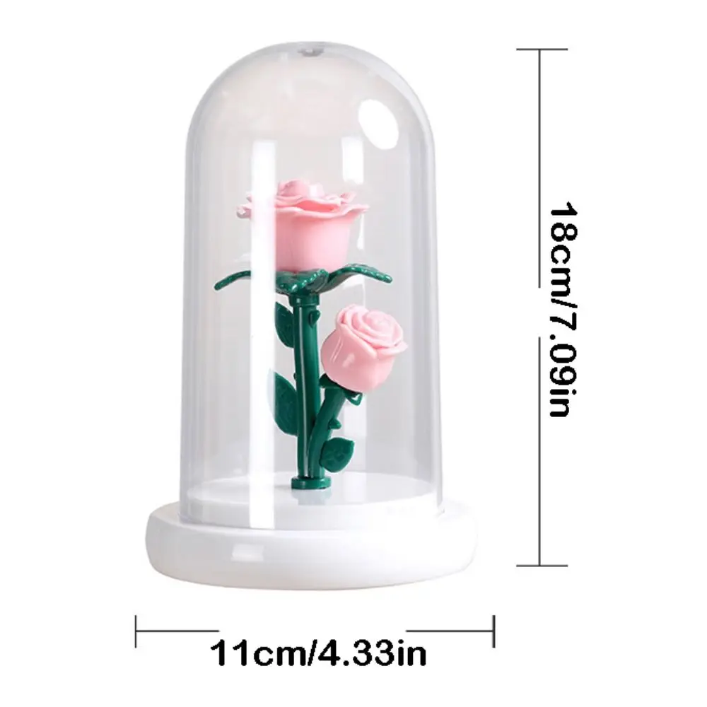 Romantic Eternal Rose Lamp with Lampshade Pink Rose Flower Night Light Luminous Creative LED Flower Light Mothers Day