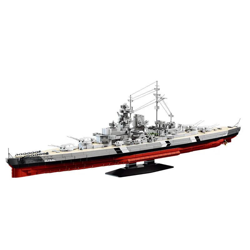 

1:300 Bismarck Battleship Model Building Blocks Toy WW2 Military Army Warships Series MOC Boat Bricks Toys for Boys Kids Adult