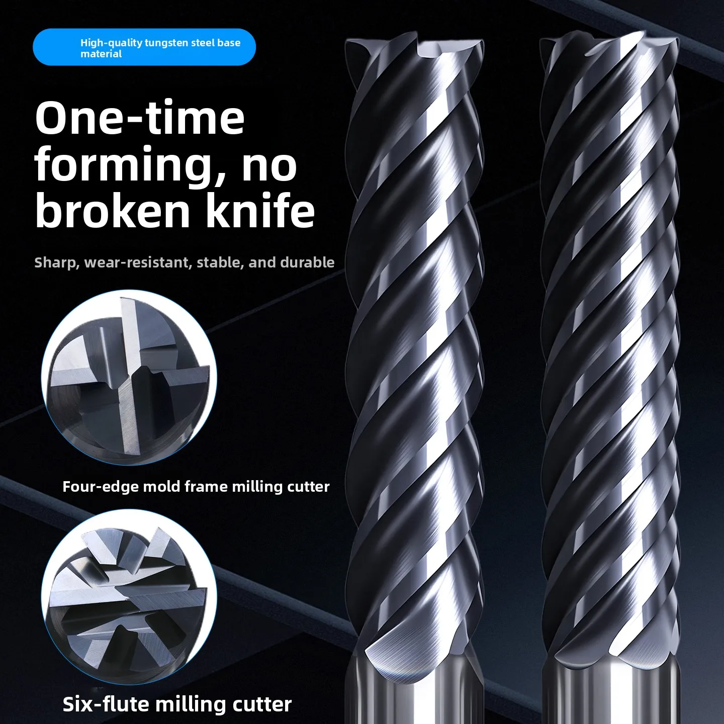 HRC65 Hartmetall-Fräser 4 6 Schneiden Umgekehrte Konische Verlängerte Schaftfräse 10 12 16mm für Formenbau-Basismetallbearbeitung – Detail 4