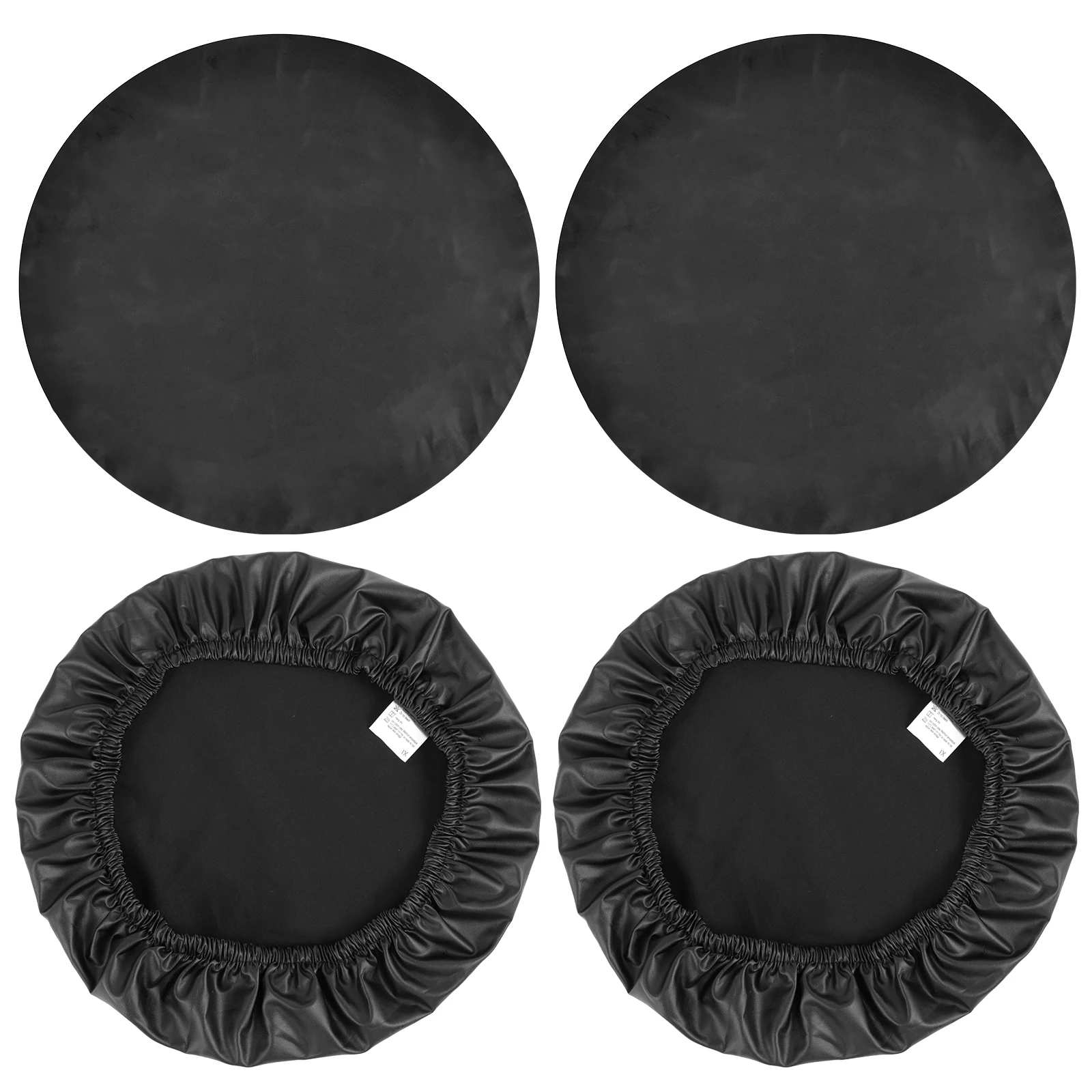 

4Pcs Round Stool Covers Waterproof PU Bar Stool Covers Anti-Slip Bar Stool Slipcovers with Elastic Bands Black Round Seat Cover