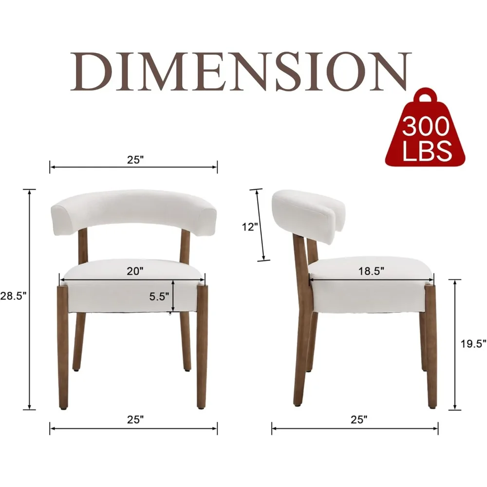 مجموعة كراسي تناول الطعام مكونة من 4 قطع، كراسي مطبخ منجدة مع ظهر مفتوح منحني، كراسي جانبية للكرسي المريح الحديث في منتصف القرن #2