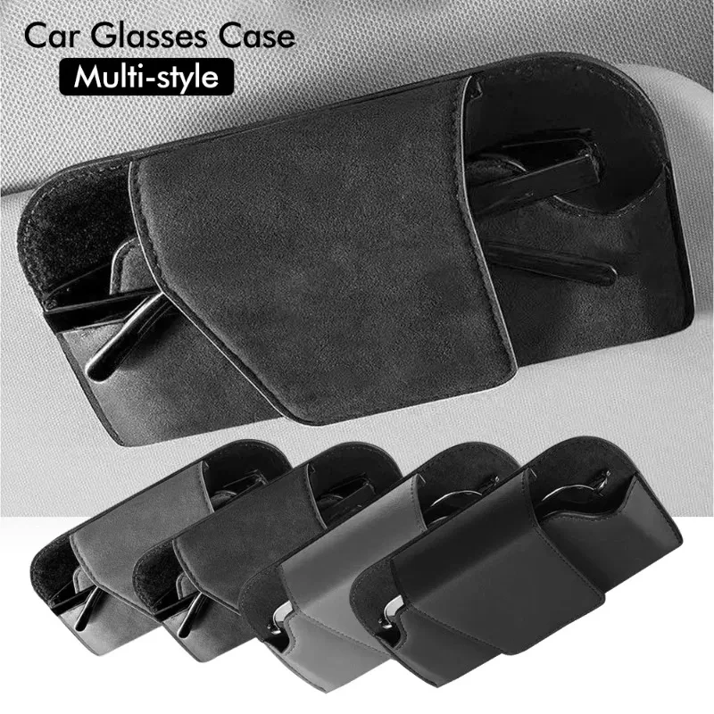 Estojo para Óculos de Carro, Suporte Premium em Suede para Óculos de Sol, Caixa Protetora Resistente ao Uso, Acessórios Universais para Carros