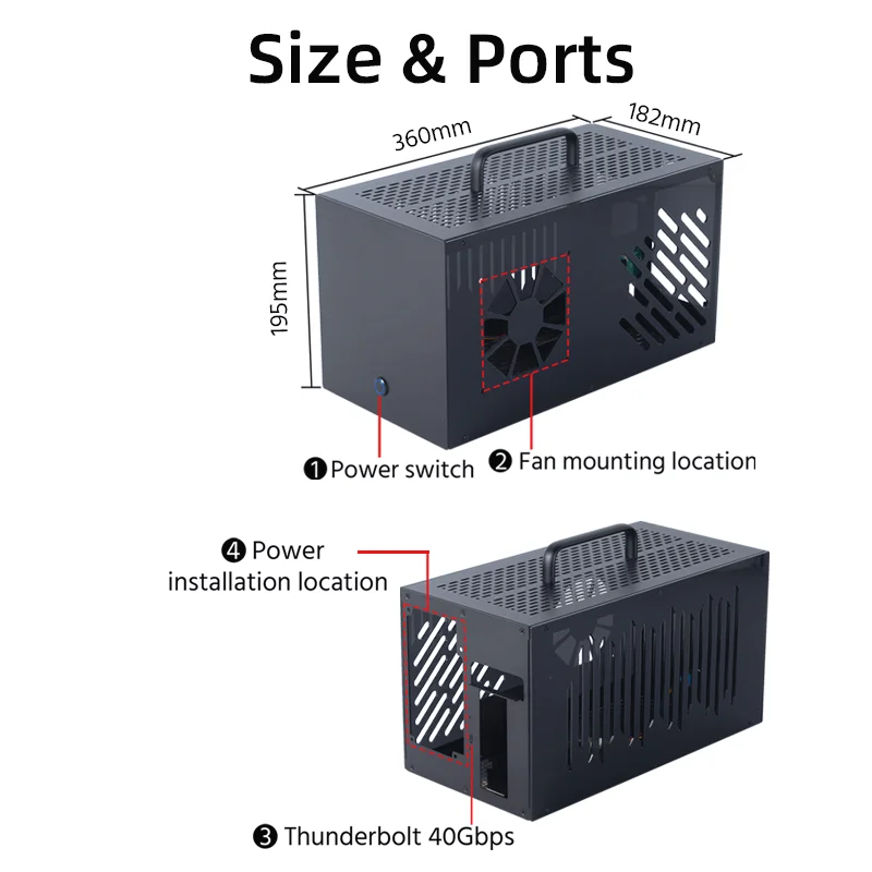 Laptop Thunderbolt 3/4 egpu Dock case supports 4090/7900xt