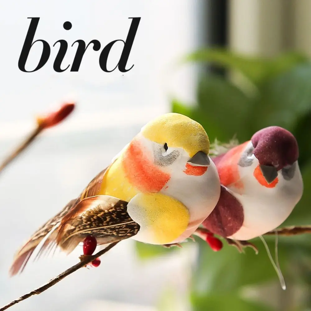 12PCS Home Garden Ornament Cute Artificial Birds DIY Craft Simulation Birds Models Foam Animal Artificial Animal