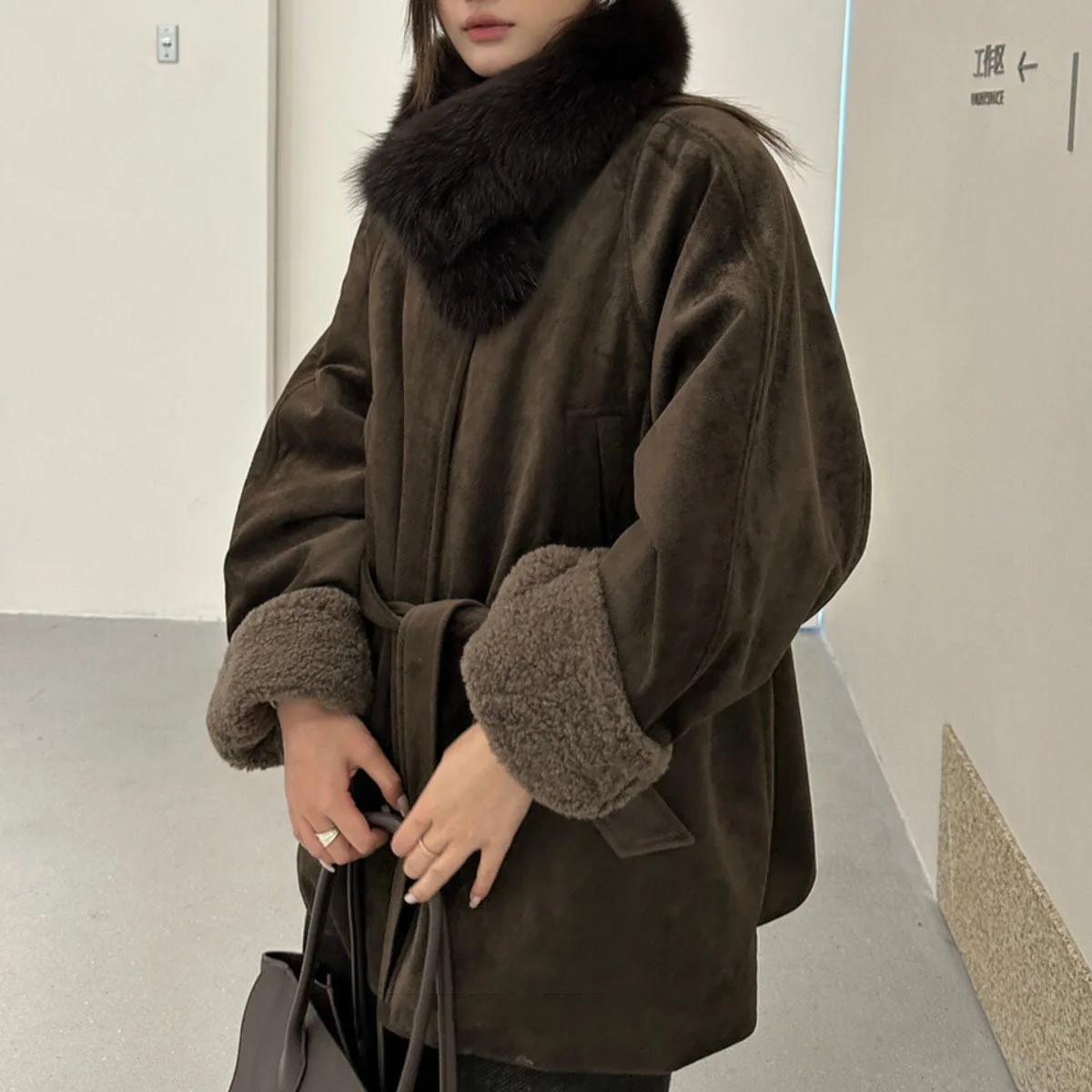 KWTX Women’s 2025 New Solid Cotton MidLength Belted Thickened Winter Coat StandCollar Designer Chic Casual Elegant Warm