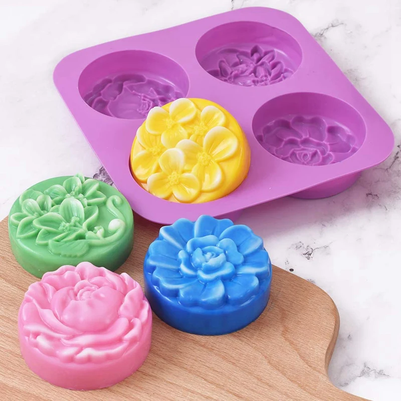 Flower Silicone Soap Molds, Homemade Soap Mold, Muffin, Pudding, Jelly, Brownie And Cheesecake(1Pcs)