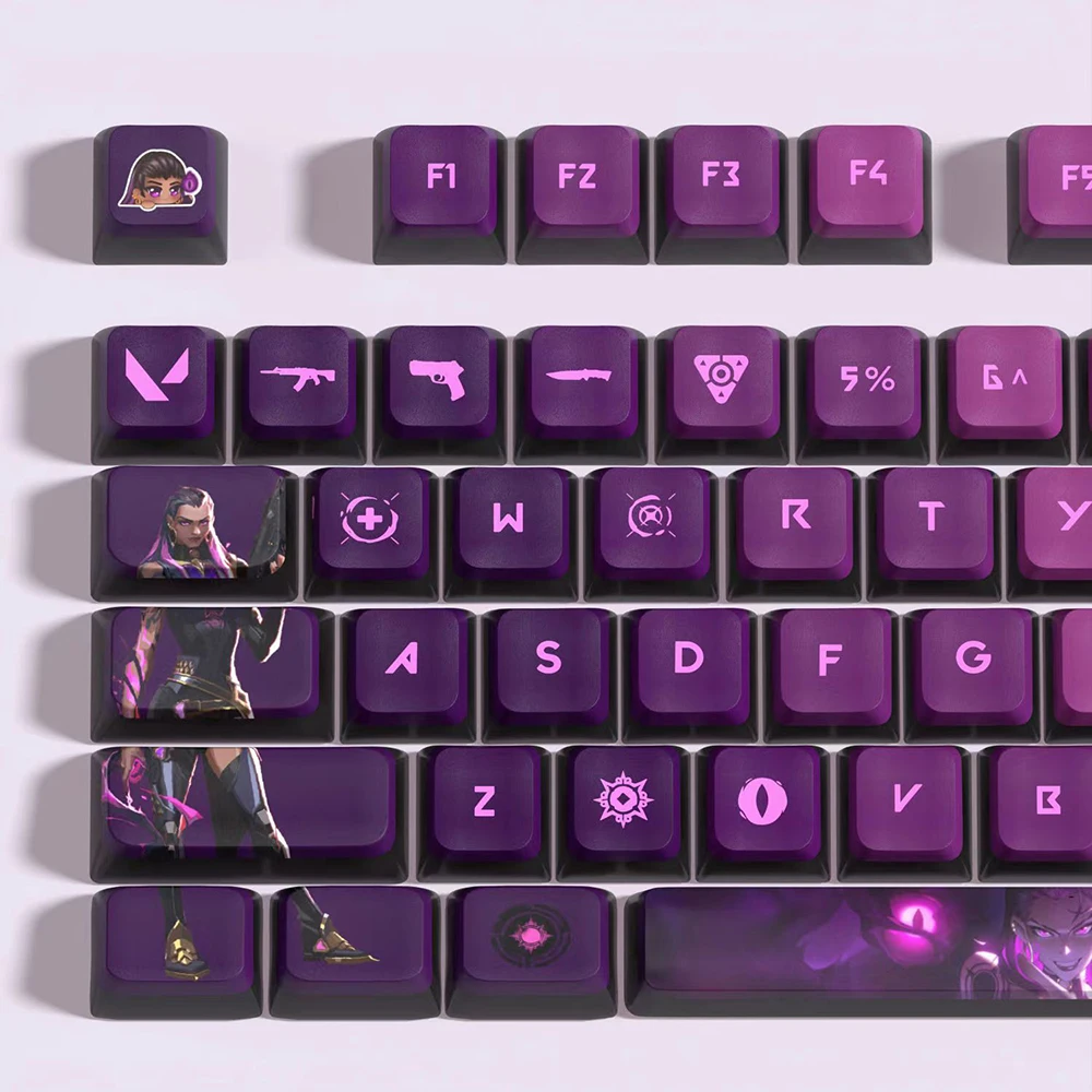 Valorant keycaps Full Set Jett Clove Reyna Sage Cherry Profile Transparent Standard PBT Dye Sub Keycaps Game keycaps Mx Switch