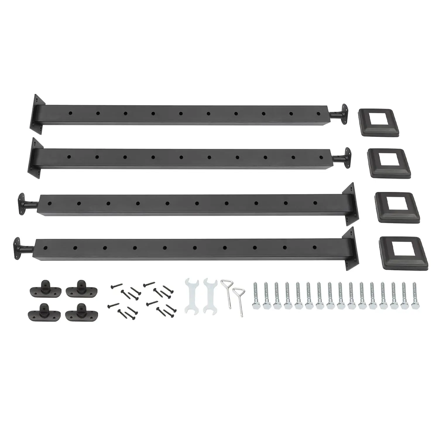 4 Pack Cable Railing Post, 36"X2"X2" Level Drilled Cable Railings Post with Adjustable Top Level & Sturdy Thickened Wall Deck Railing System Kit for Decks Stairs Porches Balconies Seaside or Wet Areas