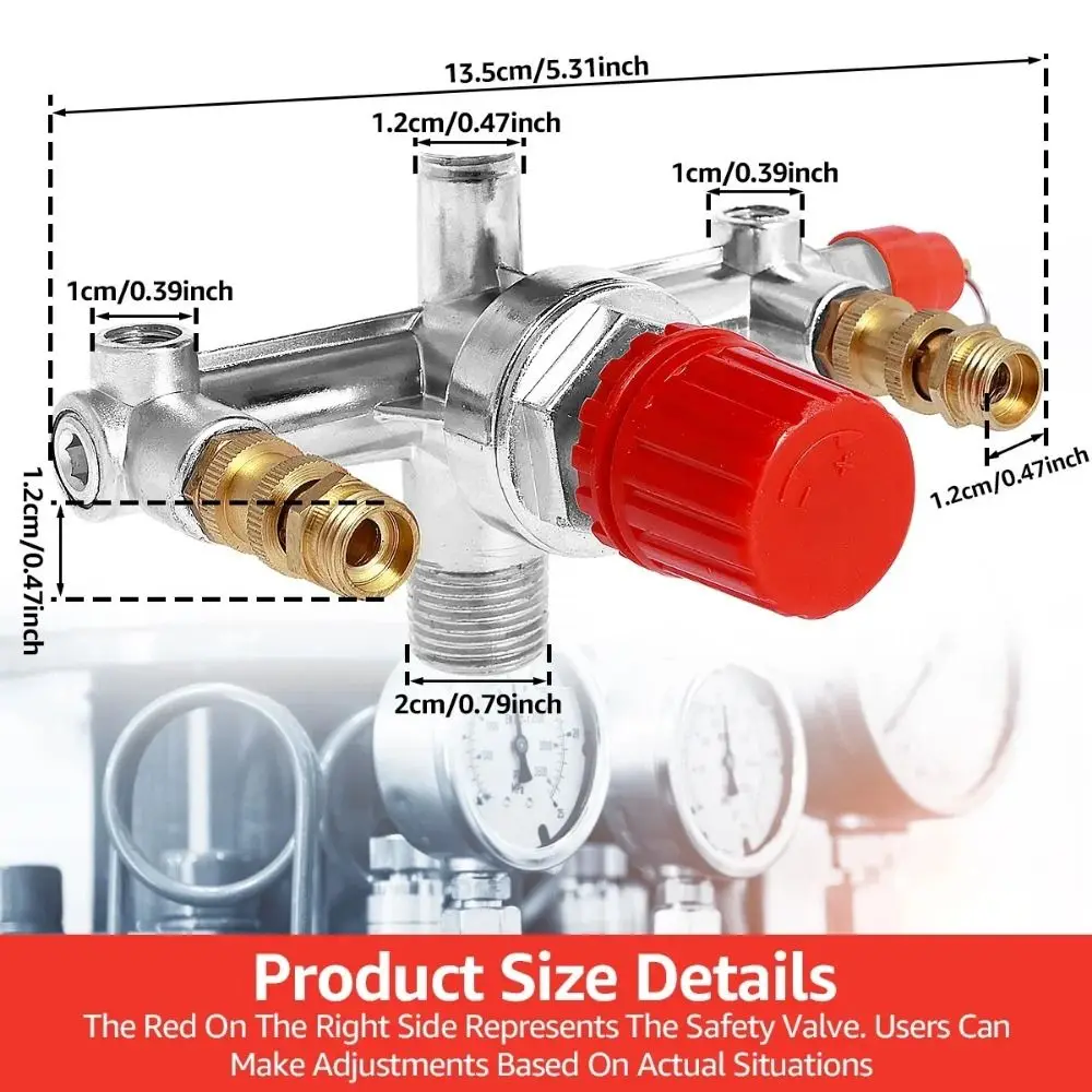Kit valvola pressione compressore d'aria 90-120PSI Interruttore verticale Staffa compressore d'aria a regolazione rapida Manopola interruttore ON/OFF rossa
