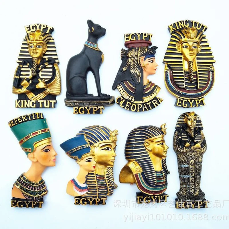 Imán de Refrigerador con Fuerza Magnética del Antiguo Egipto, Resina 3D, Faraón, Cleopatra, Momia, Anubis, Regalo, Souvenir de Museo, Decoración