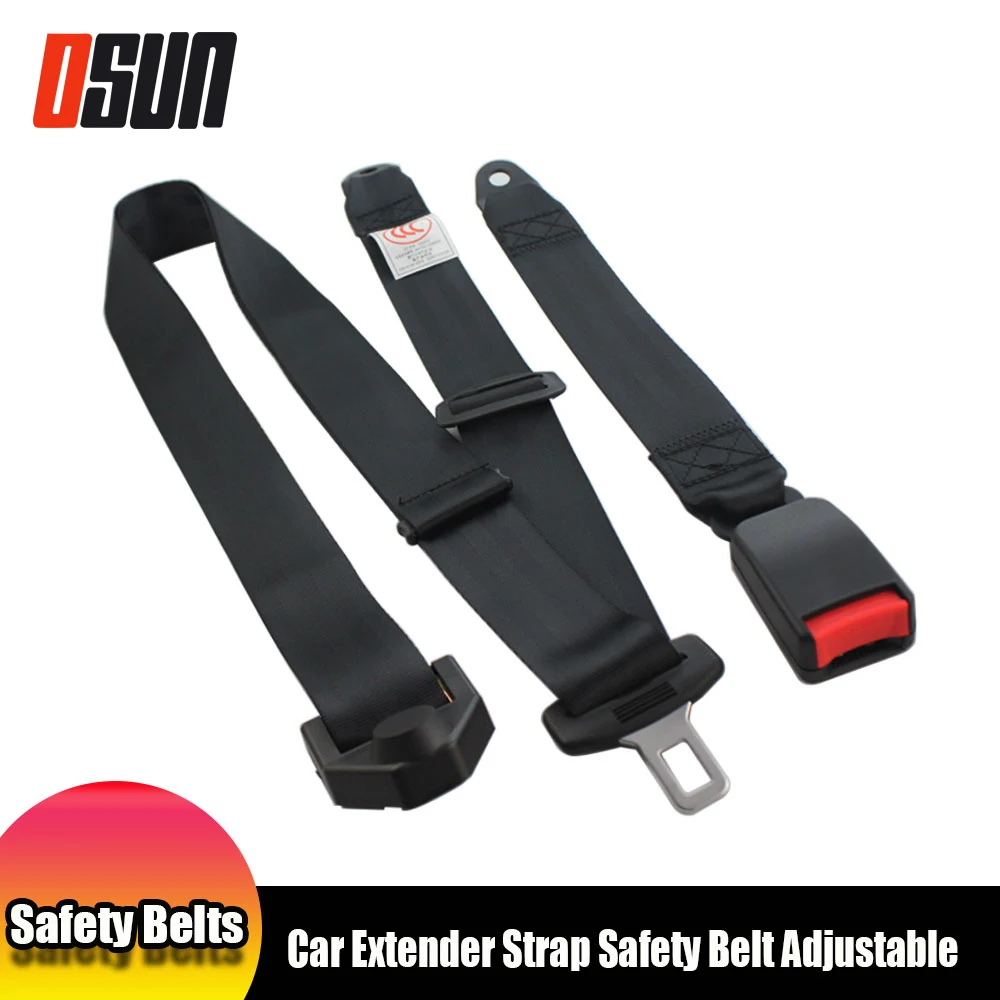 Universal 3.4M 3 Point Safety Seat Belt Tenacity Extension Strap Adjustable Black\Blue\Red\Beige\Gray for Car Truck Vehicle