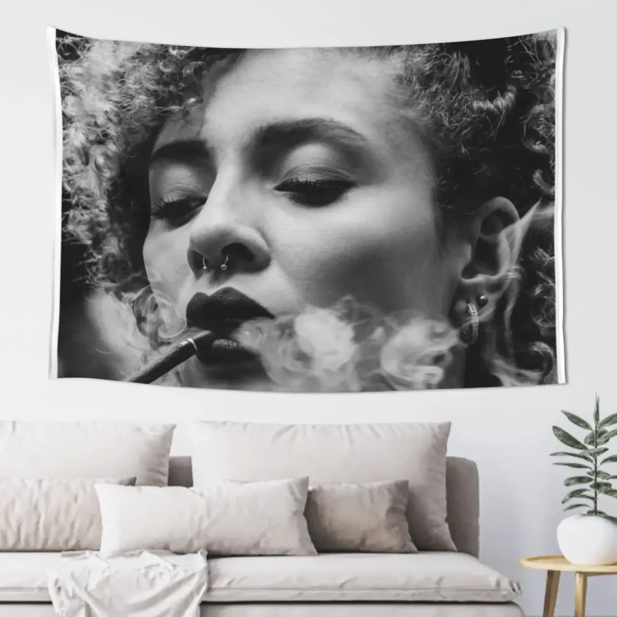 Cool Girl Smoking Black And White Photo Tapestry Room Decorations Decor Home Tapestry