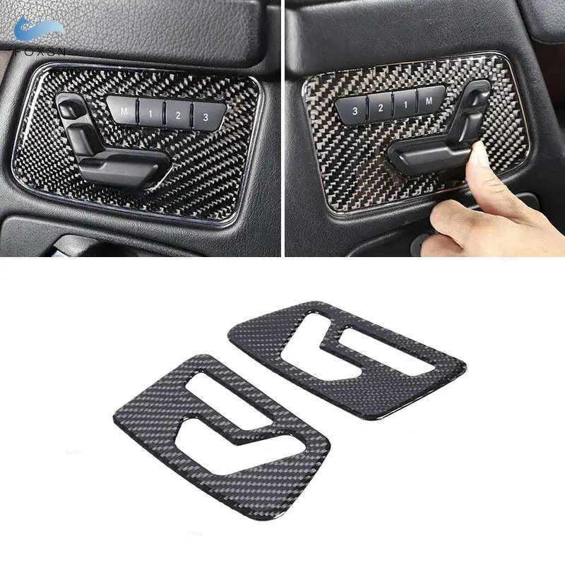 2pcs For Mercedes Benz G Class W463 2013-2018 Car Interior Accessories Soft Carbon Fiber Seat Switch Adjustment Panel Cover Trim view 6