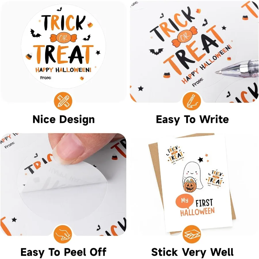 سعيد هالوين تحريك الهالوين مني هدية التحريك 60 قطعة 2 بوصة هالوين المغلف ختم التسمية تحريك ذاتية اللصق هالوين الخفافيش