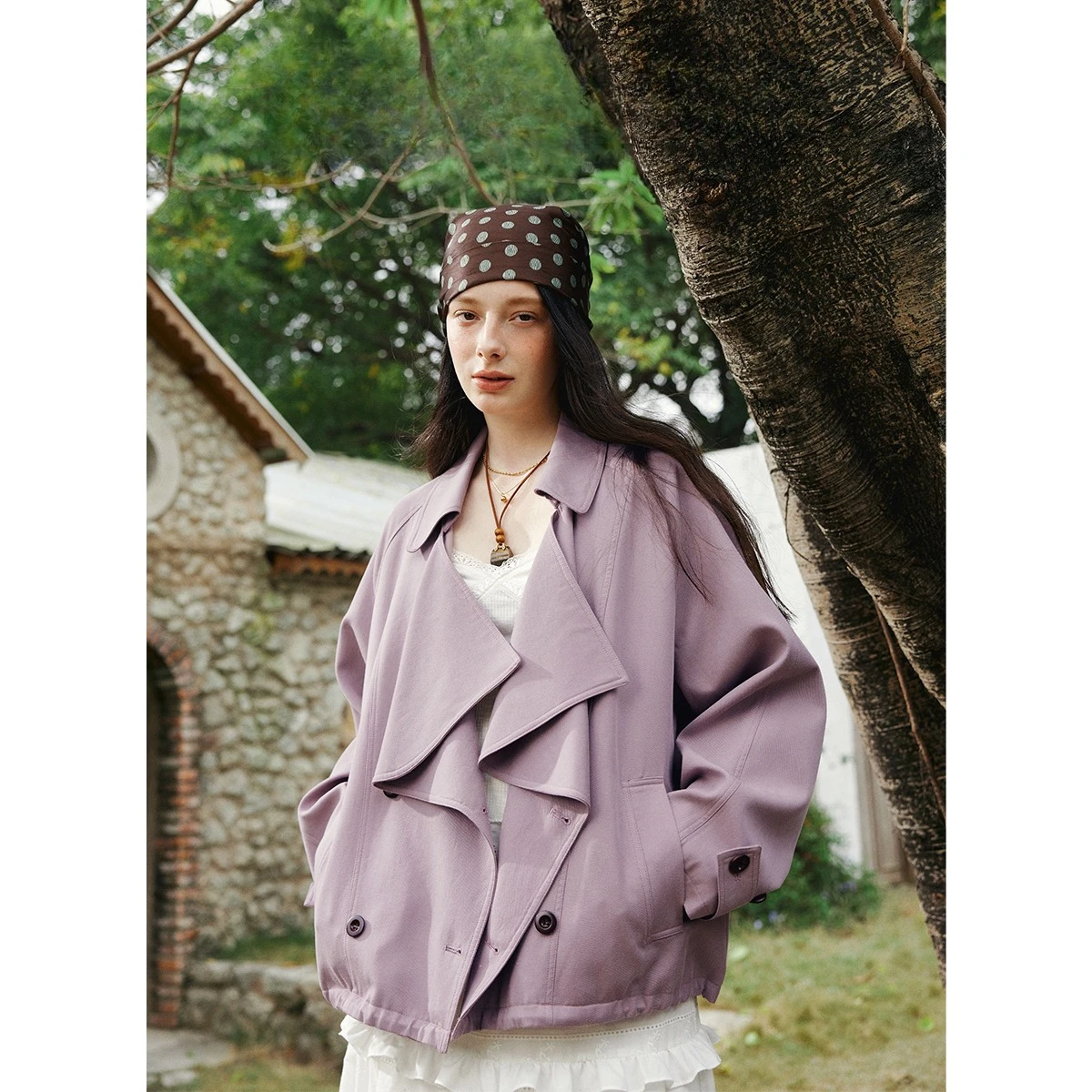 OLrain Frau Oversize Jacken Pendeln Kordelzug Graben Mantel Frau 2026 Frühling Solide Volle Hülse Weiblichen Kurzen Mantel GO58CW002815