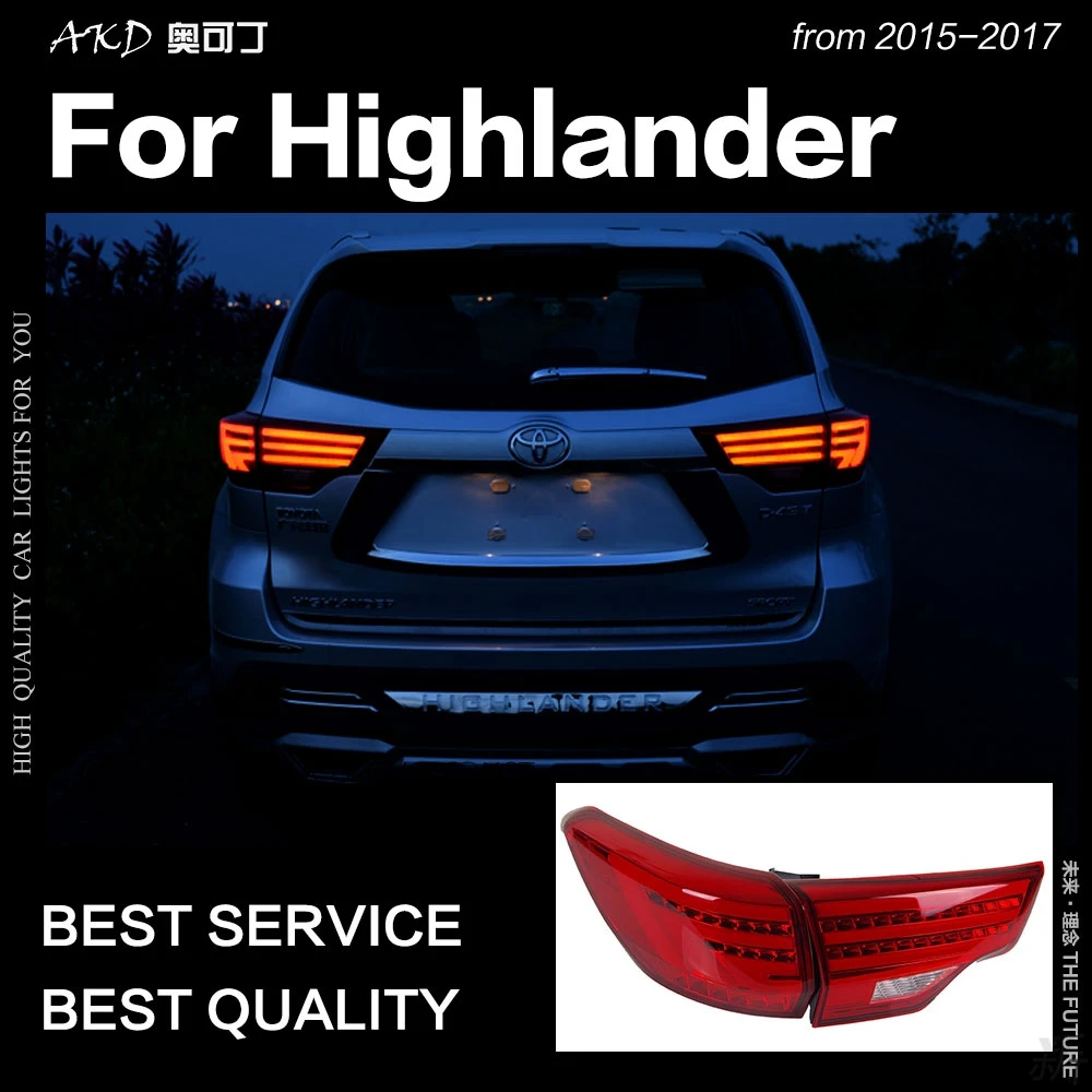 AKD Tail Lamp for Toyota Highlander Tail Lights 2015-2019 New Kluger LED Tail Lamp DRL Signal Assembly Upgrade Auto Accessories