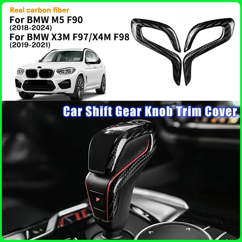 

Для BMW F90 M5 F97 X3M F98 X4M 2019-2023 Автоматическая ручка переключения передач Накладка из настоящего сухого углеродного волокна Аксессуары для модернизации автомобиля