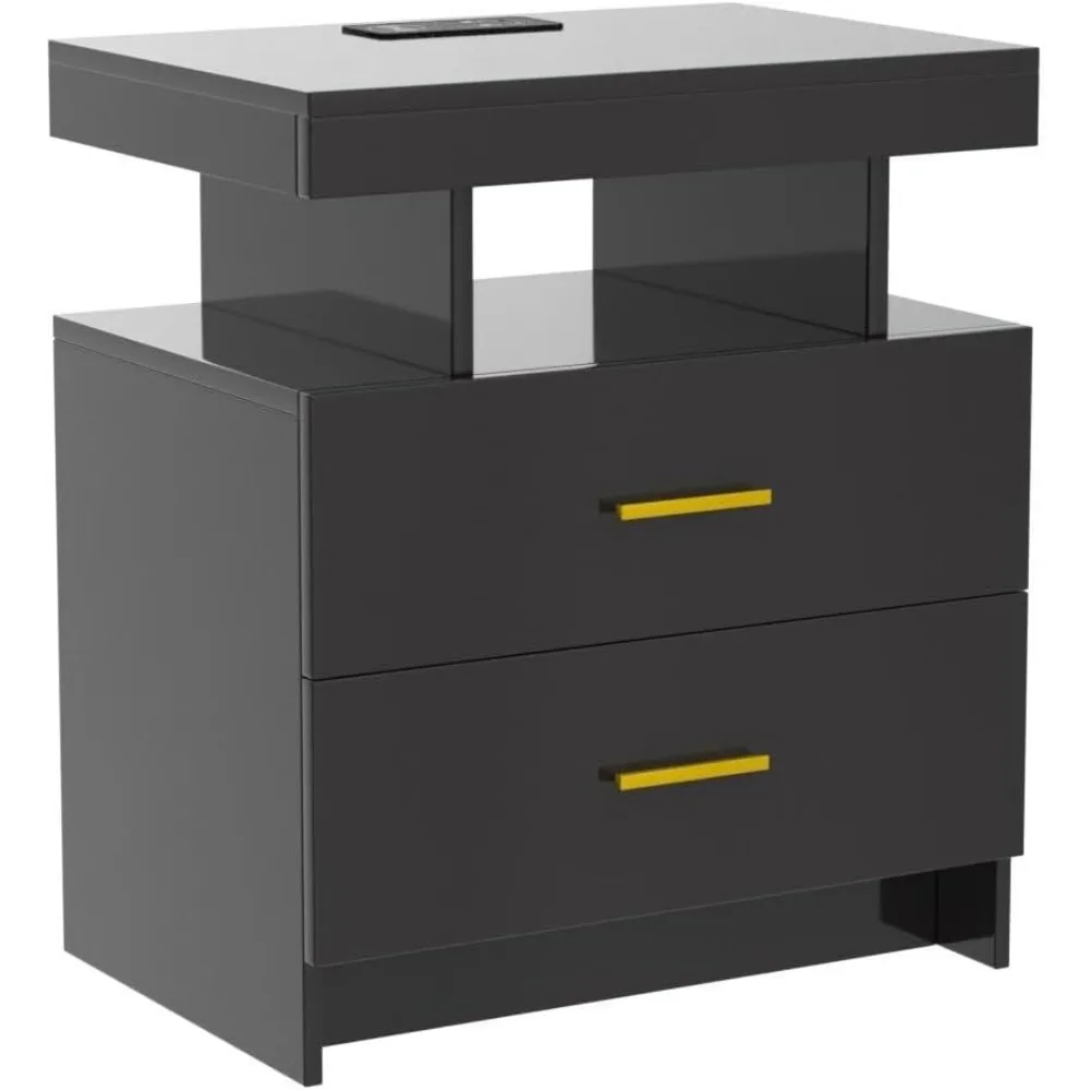 

Bedside Table with 2 Drawers and High Gloss Bedside Table in 3 Colors