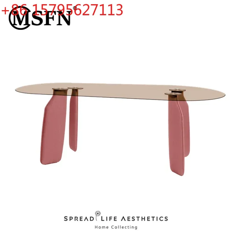 

Креативный овальный стеклянный обеденный стол для нескольких человек, конференц-стол