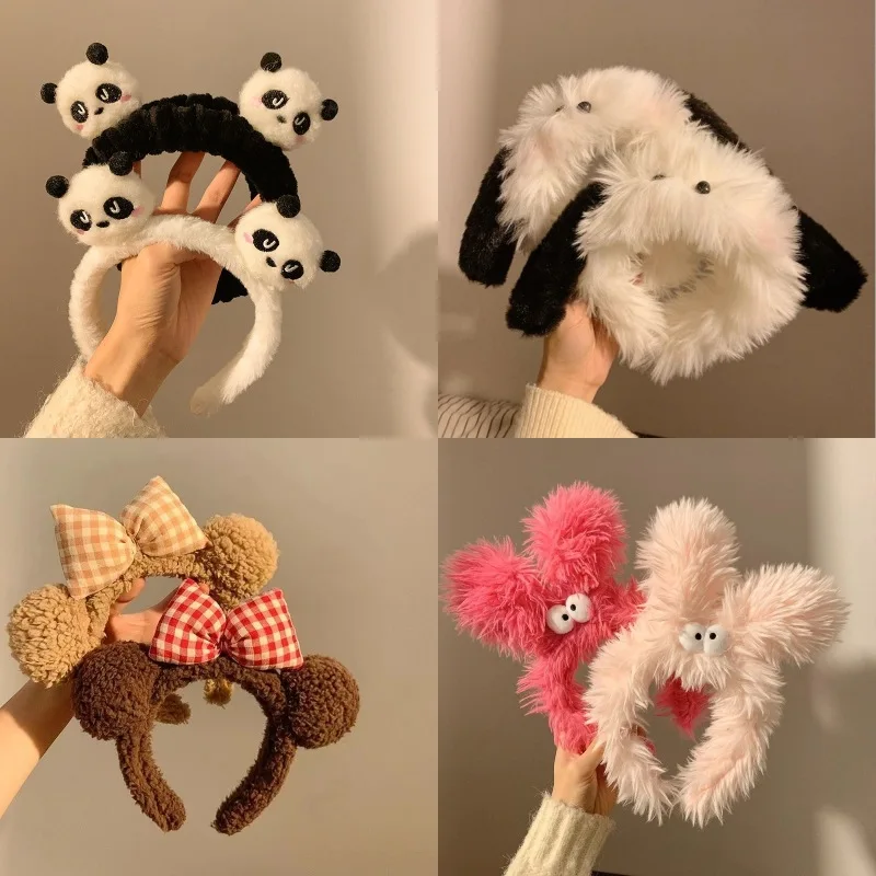 Cartoon Wash Face Hair Band Cute New Cartoon Headdress Wash Face Apply Facial Mask Hair Band Anti Slip Plush Headband Hair Band