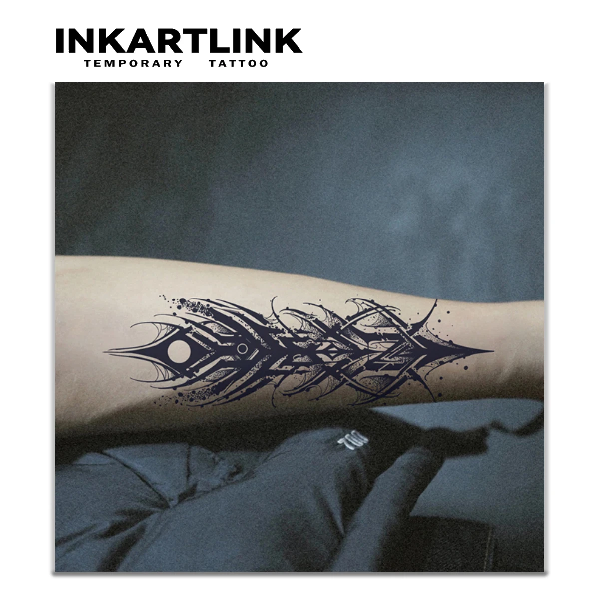 INKARTLINK Geometric Splash Tattoo Patch 1-2 Weeks Lasting Abstract Circular Lines Waterproof Temporary Tattoo
