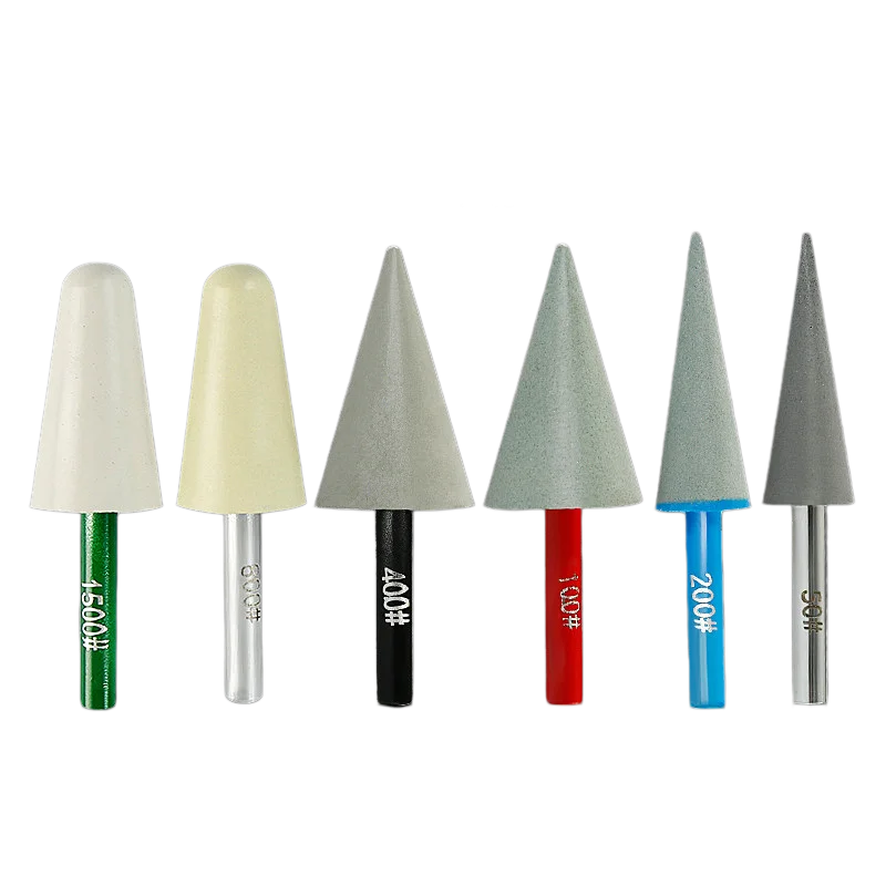 

1PC Diamond Resin Grinding Head 6mm Shank Conical & Round Pointed Burrs Grit 50-3000 for Stone Jade Polishing Rotary Tool