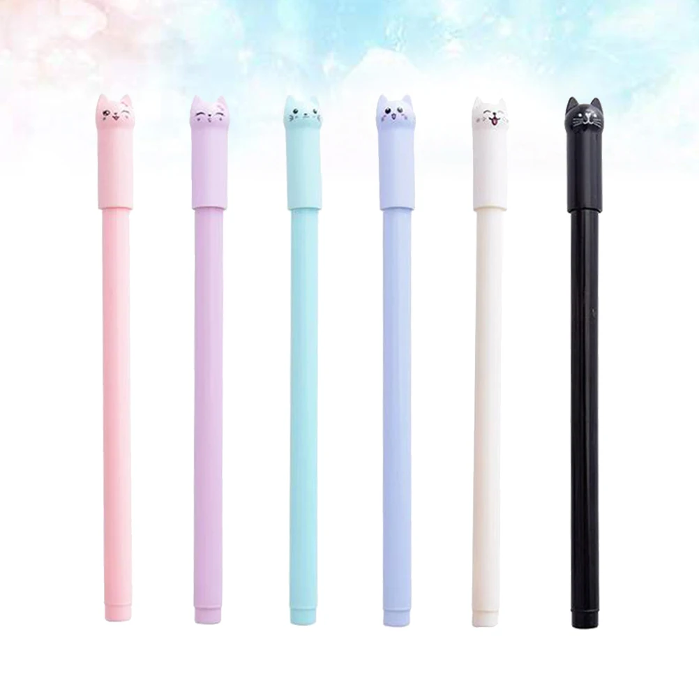 

12 Pcs Pens Cartoon Cat 0 5mm Smooth Writing Student Use Cute Black Pens Stationery Gifts