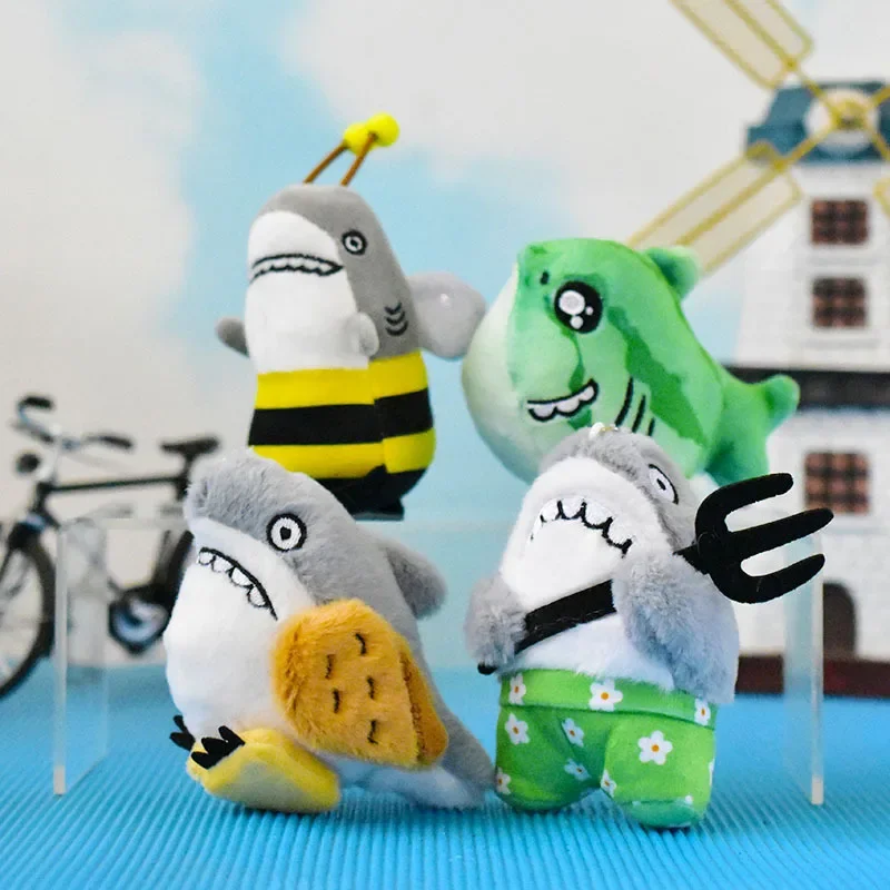 New Cute Cartoon Shark Bee Plush Toy Keychain Keyring Fun Doll Internet Celebrity Gift Pendant Desk Organizers Plush Keychain