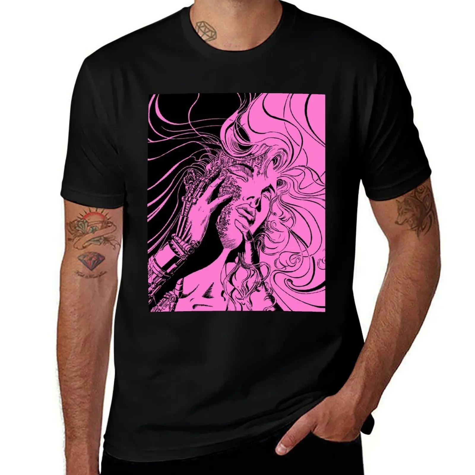 

T-Shirt for TECHNOPHELIA designer t-shirt plain t man printed package black t shirts man for (black) cotton shirt YIN man