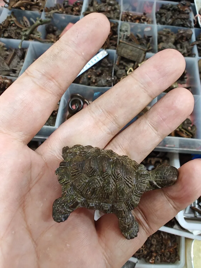 Vintage Turtle Decorative Figurine Resin Animal Statue Stone Texture Craft Ornament for Home Office Desktop Shelf Decor Gift