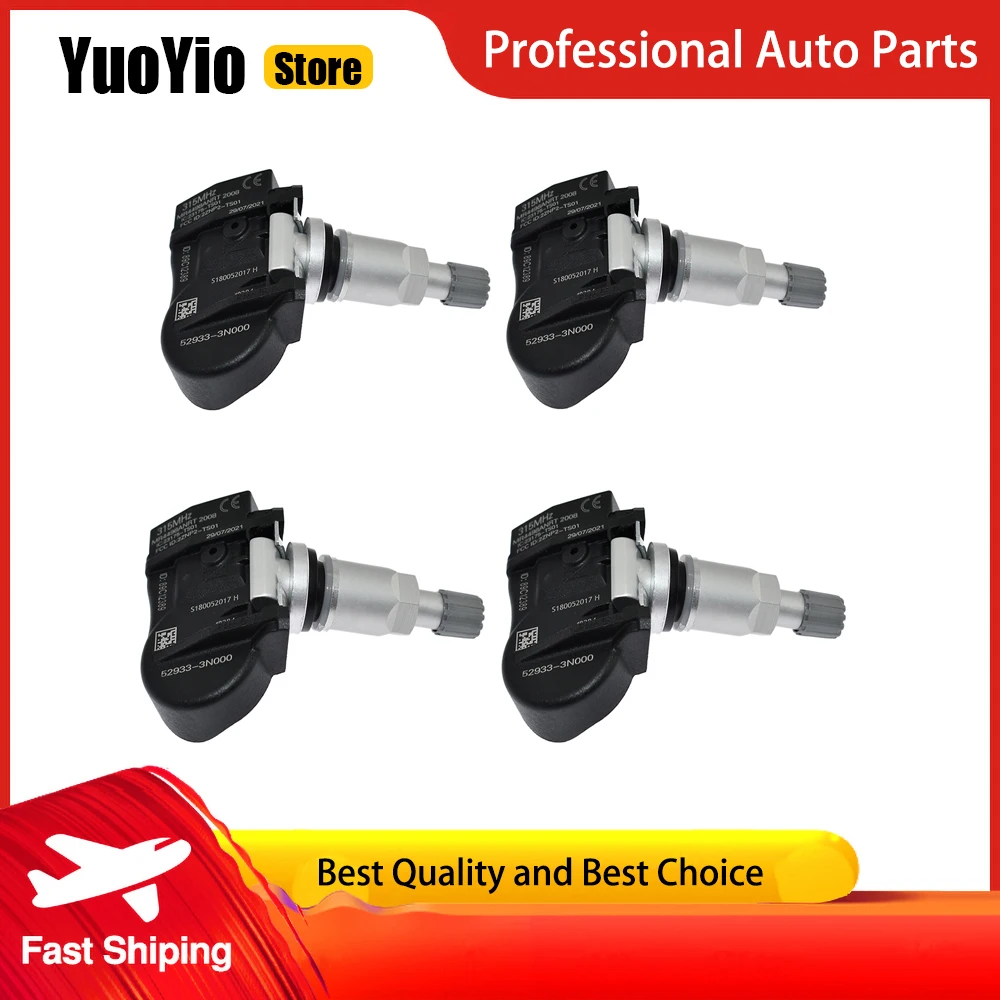 YuoYio New 4Pcs TPMS Tire Pressure Sensor 52933-3N000 52933-2M000 52933-2M550 For KIA Optima Sorento Soul Qoros 3 Cross