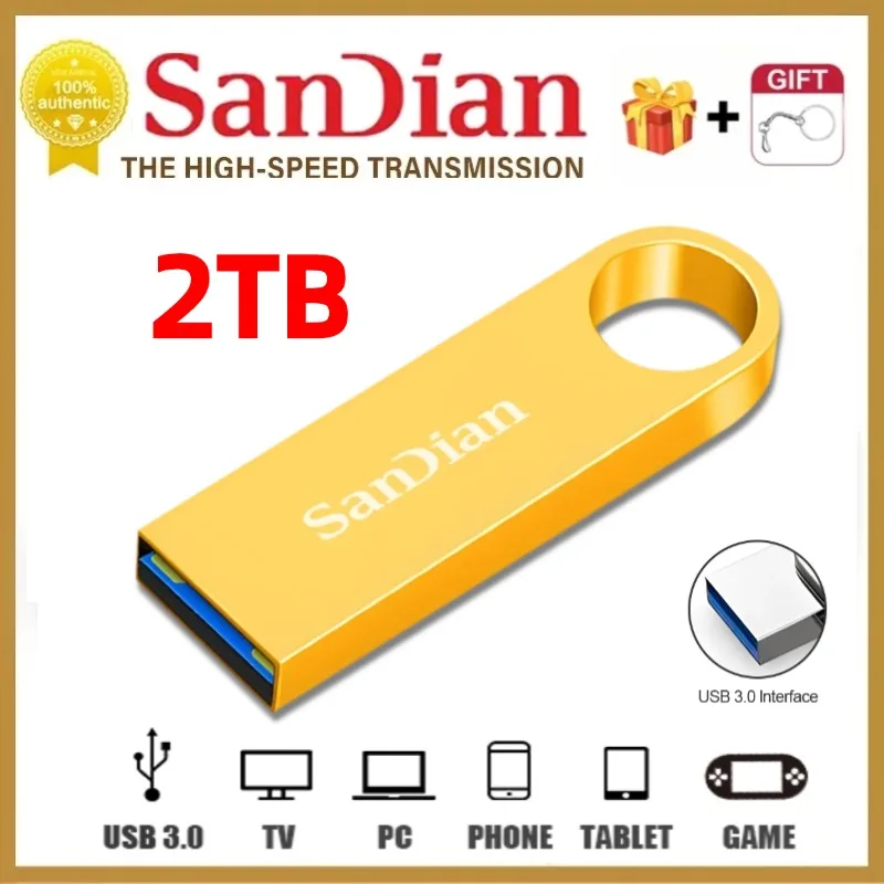 แฟลชไดร์ฟ USB 2TB 1TB 128GB USB 3.0 PEN Drive ความเร็วสูง memória USB โลหะหน่วยความจำ512G 256GB U Disk สำหรับโทรศัพท์คอมพิวเตอร์