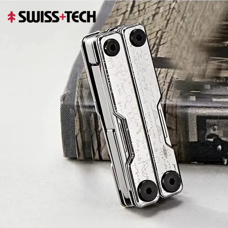 

SWISS TECH 12 IN 1 Portable Multifunctional Folding Scissors EDC Multitool Folding Knife Outdoor Camping Hand Tools Box Cutter