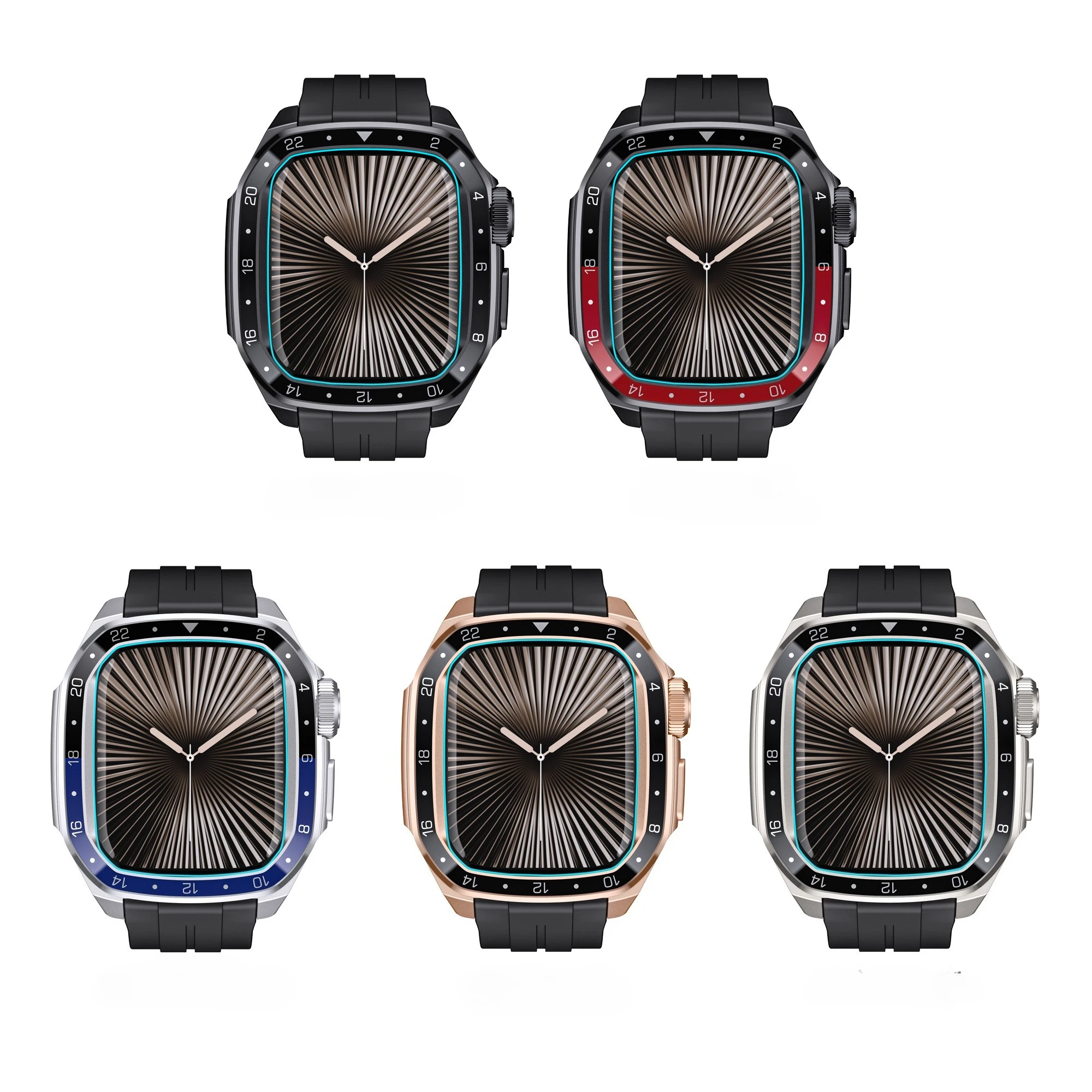 Luxury Modification Kit For Apple Watch 10 46mm Stainless Steel Case For Iwatch Series10 46mm Metal Case Rubber Band Diy Mod Kit