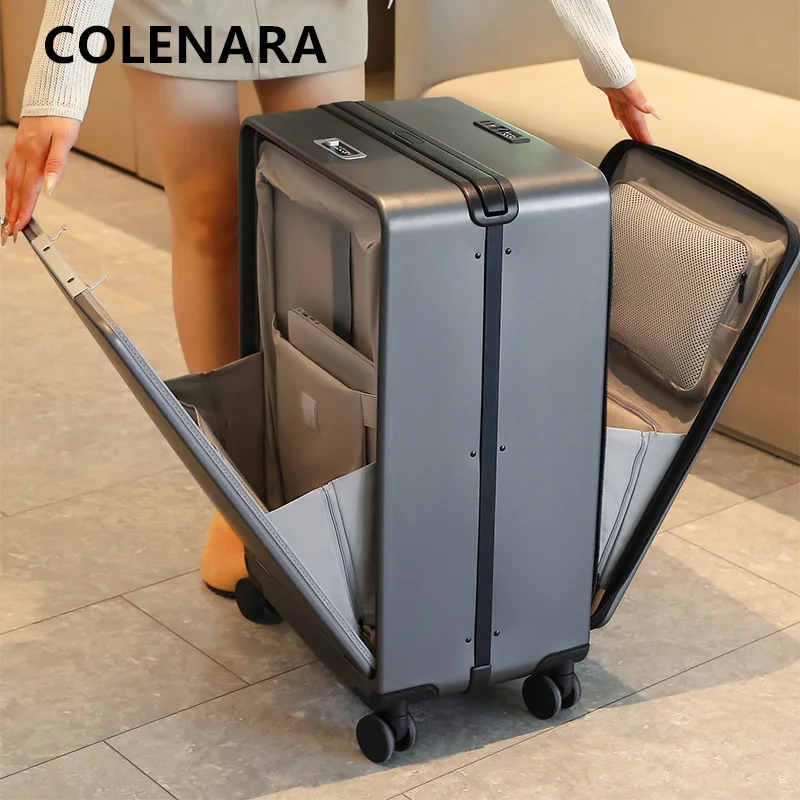 COLENARA Laptop Suitcase Front Opening Boarding Box Large Capacity Trolley Case 20"24"26 Inch Women's with Wheels Luggage