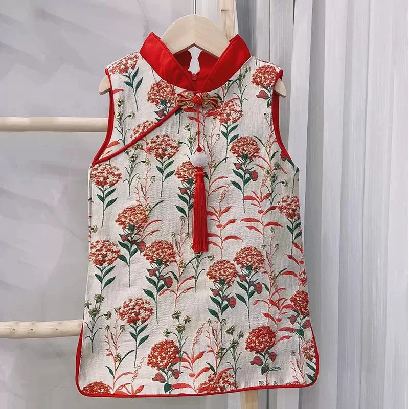 

Cute Birthday dress For Girls Cheongsam chi-pao 2026 Little Baby Girl's Summer Dresses Child Holiday Festive Party Clothing