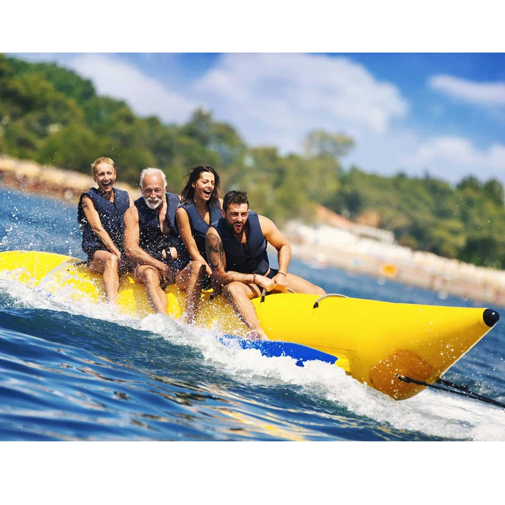New Heavy Duty PVC Inflatable Banana Boat 3-6 Rider Towable Tube Outdoor Water Entertainment Game Boat