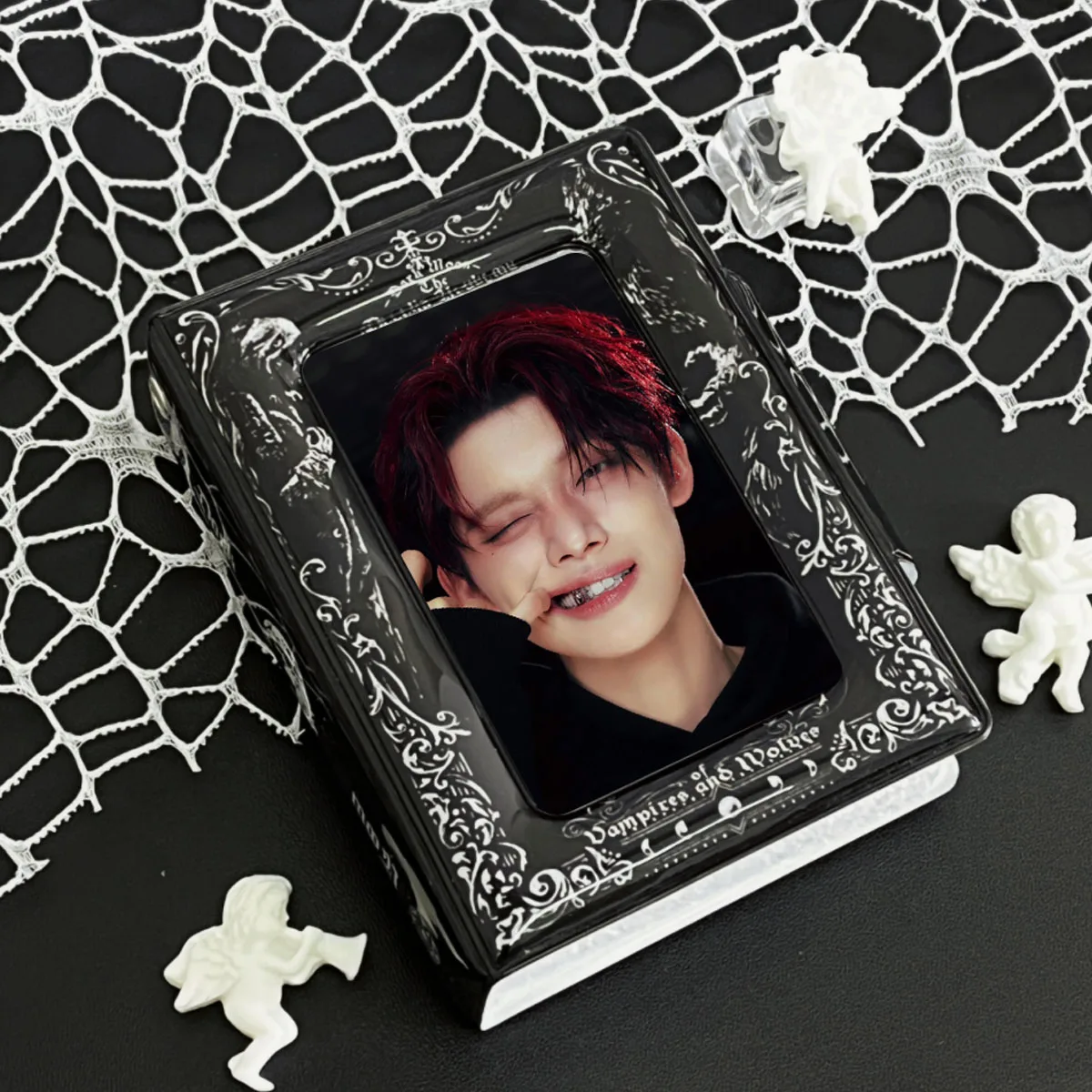 Black Gothic Dark Style Small Card Photo Card Bag Mini Album  3-3.5 In Celebrity Album Card Book Suitable Celebrity Small Cards