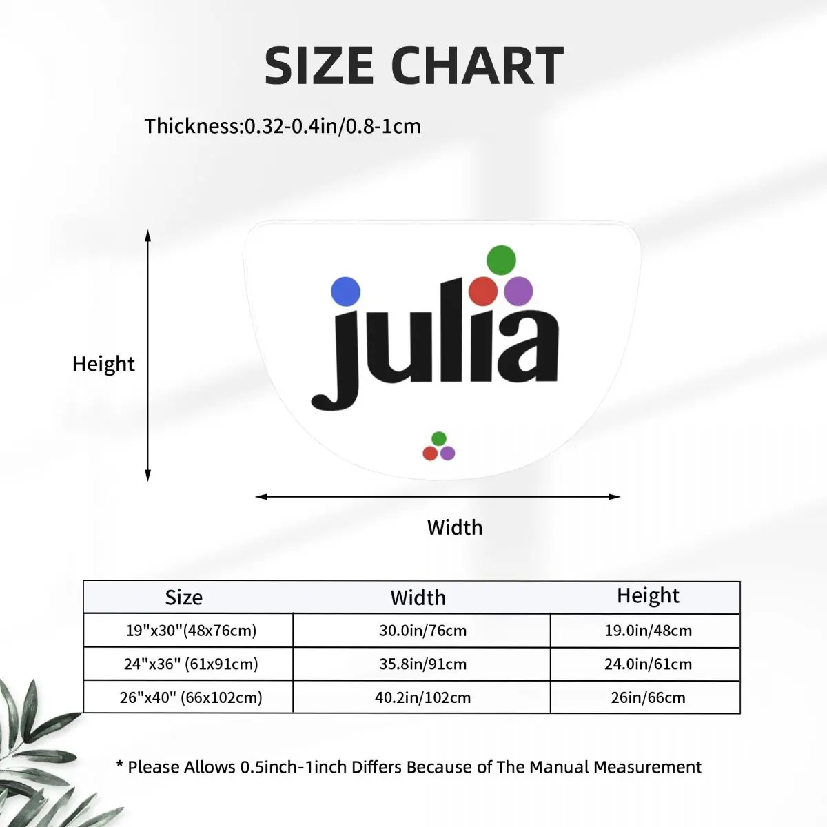 Julia Hex Logo Soft Flannel Half Round Doormat Non Slip Bathroom Mat Absorbent Floor Carpet for Living Room