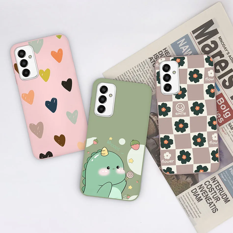 For Samsung Galaxy F13 Fashion Case Smiling Face Cute Dinosaur Soft Silicone Bumper For Samsung GalaxyF13 Protective Phone Bags