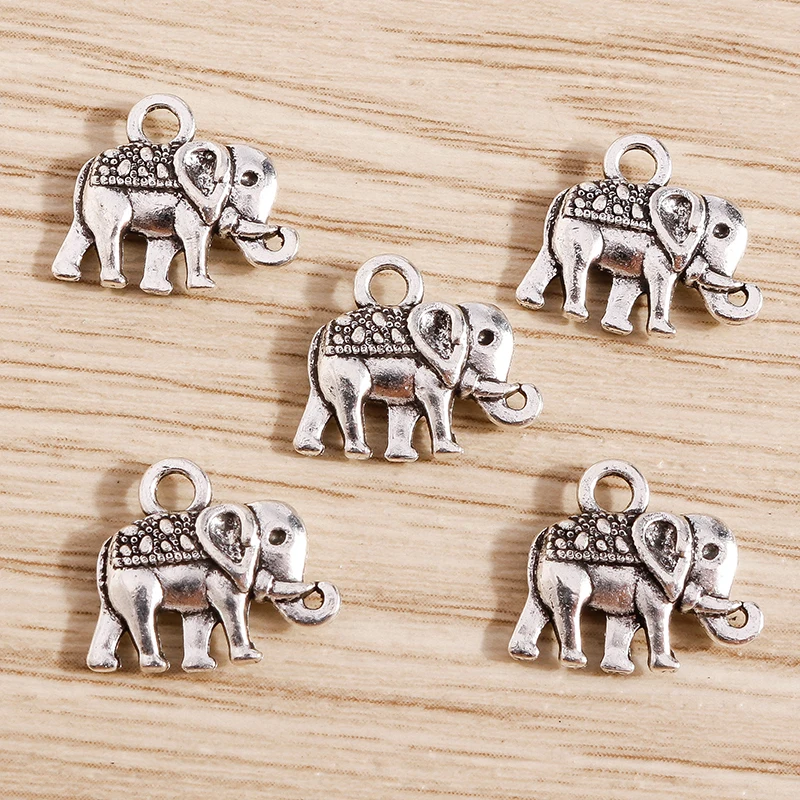 30 sztuk 14x12mm Cartoon Animal Charms Alloy Elephant Charms wisiorki do tworzenia biżuterii kolczyki naszyjnik bransoletki DIY Craft prezent