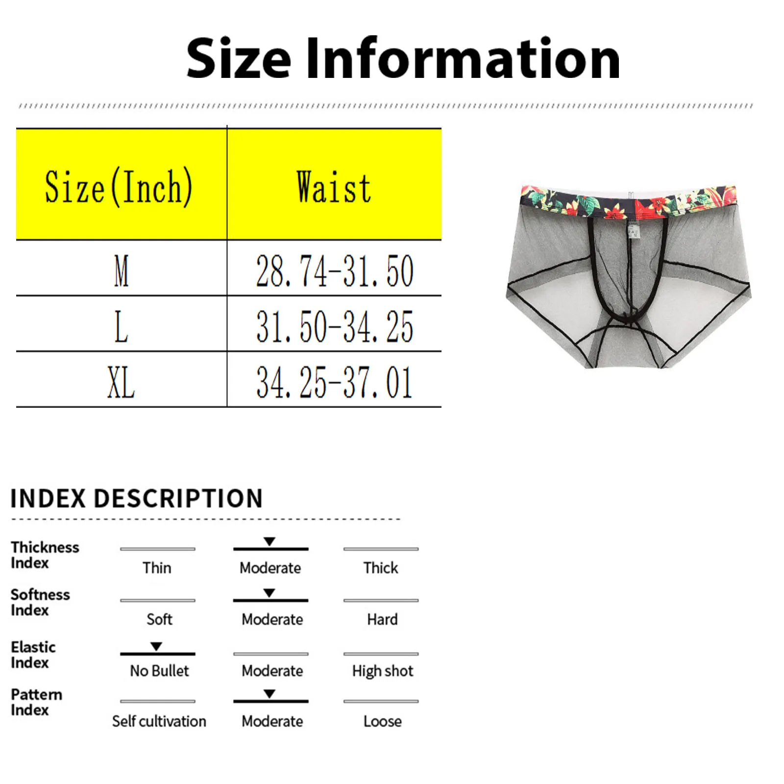 Men'S Sexy Exotic Boxers Underwear Mesh Splicing Retro Printed Waist Light And Thin Underwear Low Waist Transparent Sexy Panties