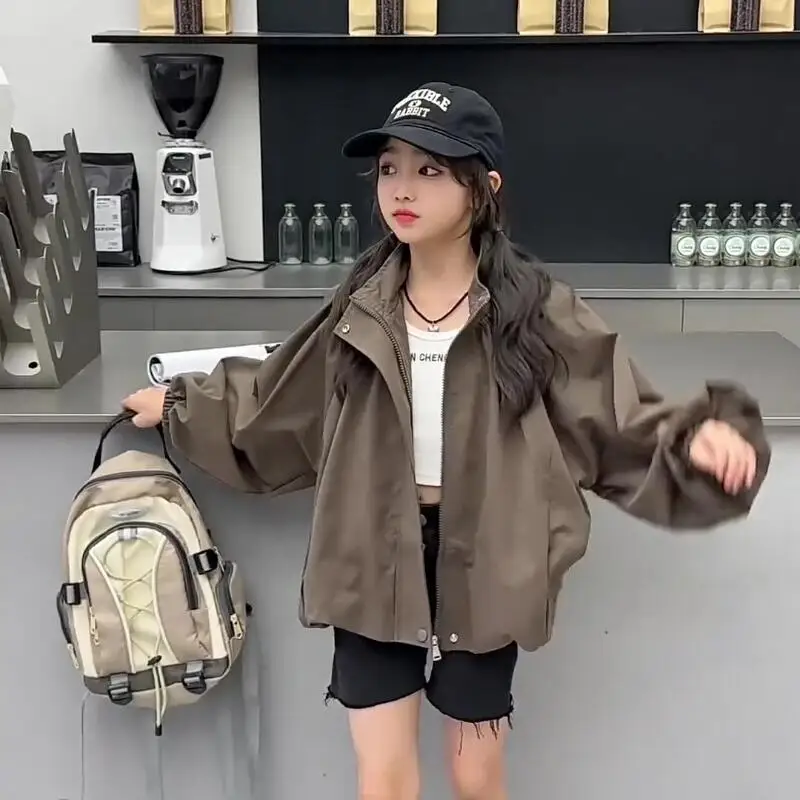 

Kawaii Бейсбольный Джерси для девочек, студенческая мода, весенне-осенняя повседневная куртка на молнии в стиле аниме, топы с длинными рукавами, детская одежда