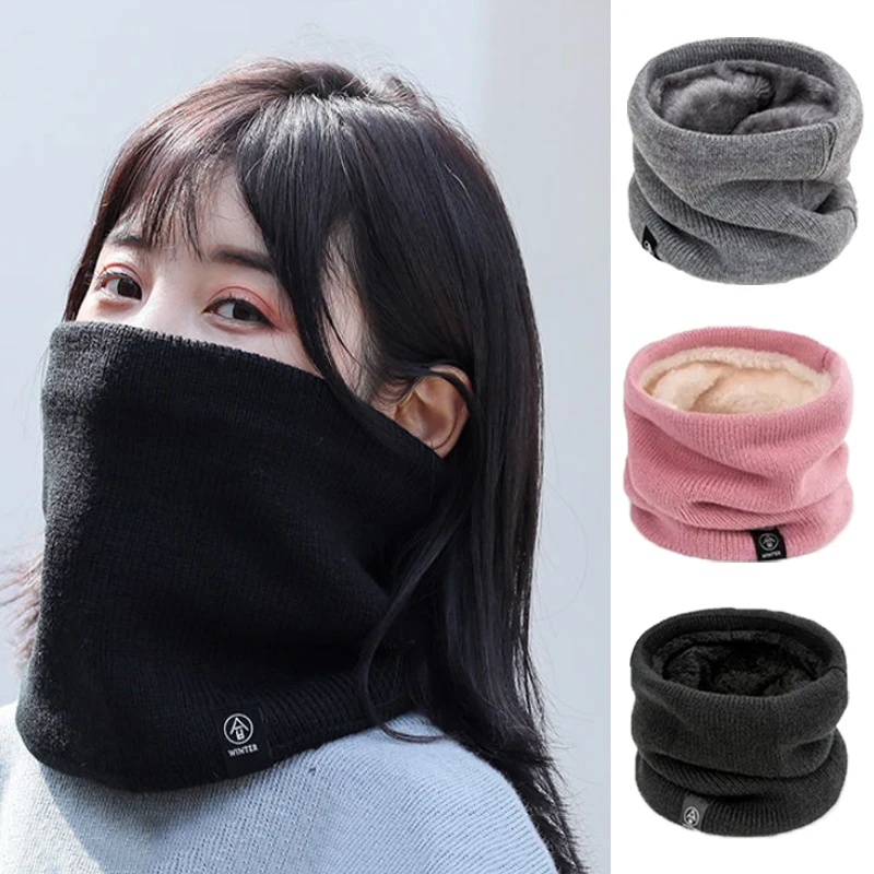 New Fashion Women Knitted Scarf Solid Cashmer Like Winter Snood Scarves Lady Warm Wool Fur Thick Unisex Men Neck Scarfs