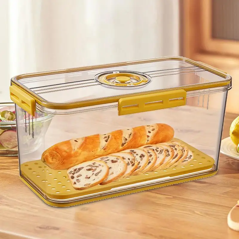 Bread Container Time Recording Bread Storage Container Loaf Keeper Box With Air Valve Holder Bin For Freshness Saver For