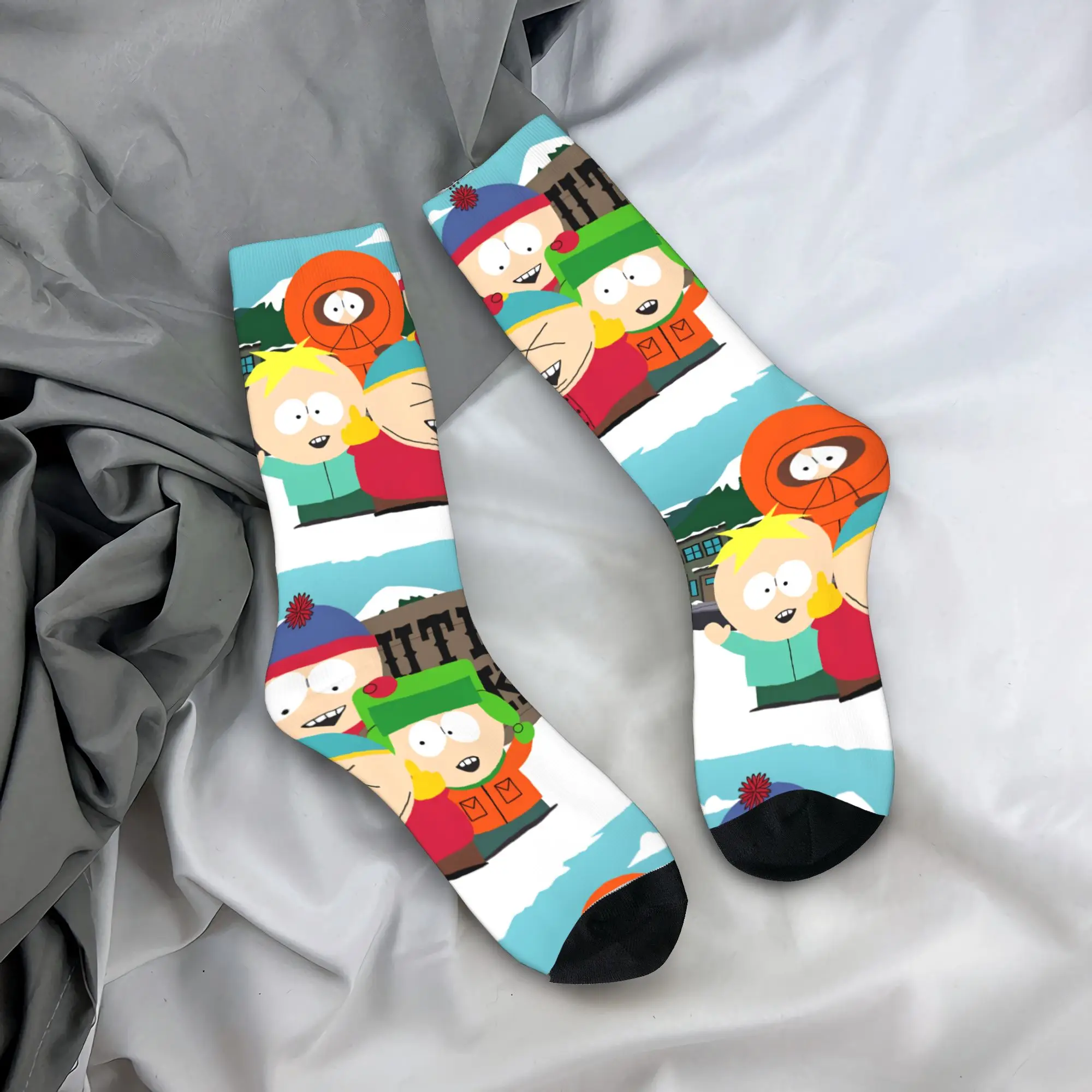 

Чулки Souths Parks, корейские носки, мужские мягкие дышащие носки, осенние нескользящие носки с графическим рисунком для бега, подарок