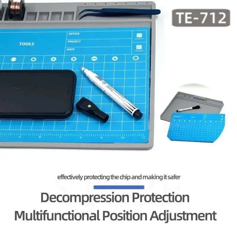 TE-712 Film Khusus Ponsel Bantalan Silikon Anti Selip Profesional Tikar Fleksibilitas Yang Baik untuk Perbaikan Jam Tangan Kamera Ponsel