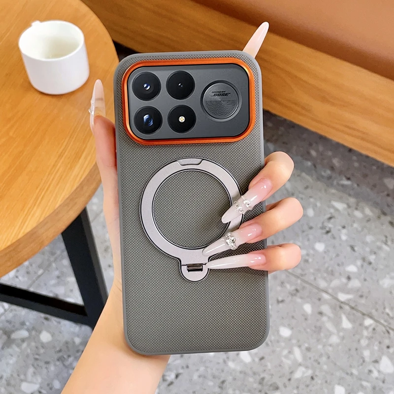 For Xiaomi Poco F9 Ultra Poco F9 Pro Case Matte Leather Metal Magnetic Ring Holder Shockproof Protection Back Cover Accessories